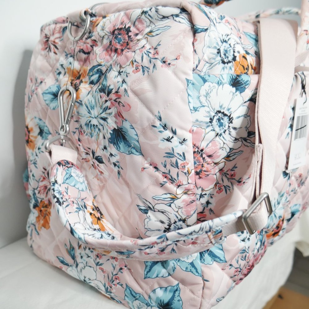 Vera Bradley Peach Blossom Bouquet Large Travel Duffel Bag Weekender Twill NWT - Picture 7 of 12